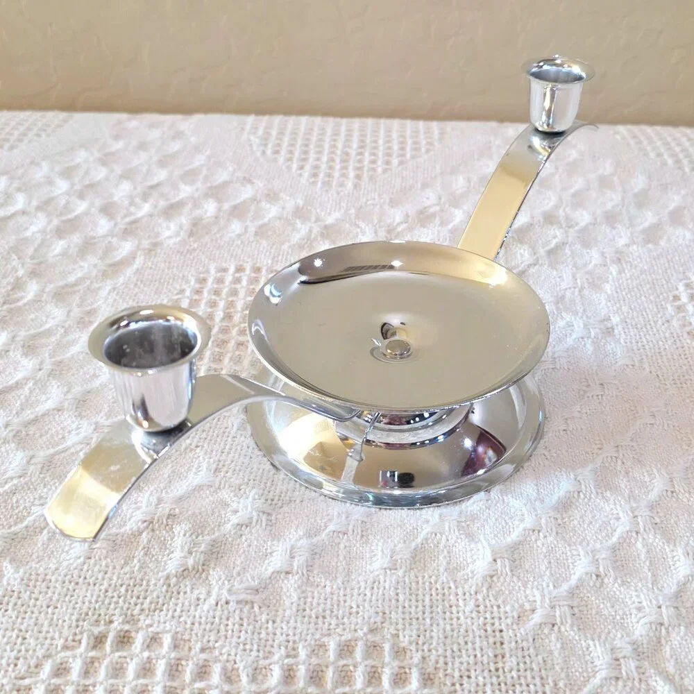 Vintage Silver Wedding Unity Candle Holder Home Decor Pillar Taper Candle Holder